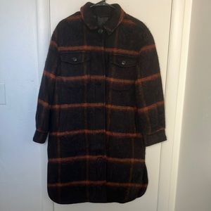 Madewell eggplant purple long wool coat